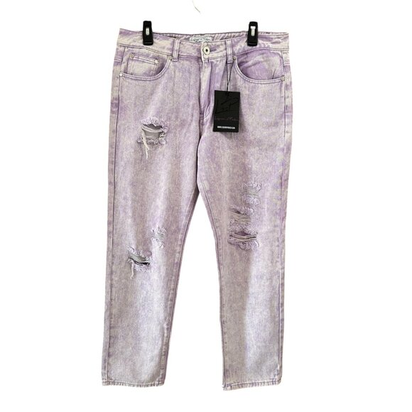NWT Liquor Poker Purple Acid Wash Distressed Denim Streetwear Grunge - Size 34 - Picture 9 of 9